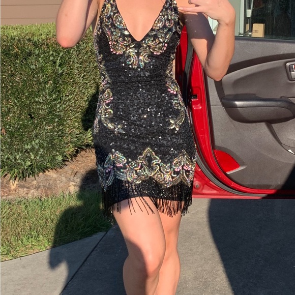 Primavera Couture Fringe Homecoming/Prom Dress - Picture 3 of 7